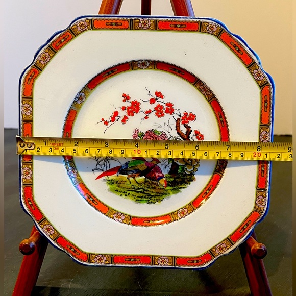VTG Old Wedgwood Imperial Porcelain Octagonal Plate Birds & Flowers. Handpainted - Picture 2 of 5
